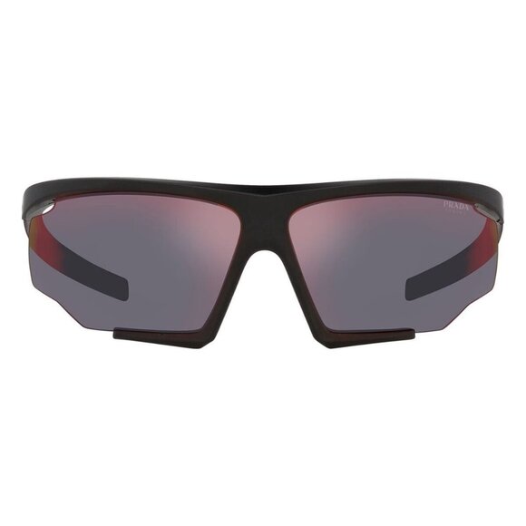 New PRADA LINEA ROSSA Black Semi Rimless Rectangle PS 07YS DG0-10A Sunglasses Wo - Picture 2 of 4